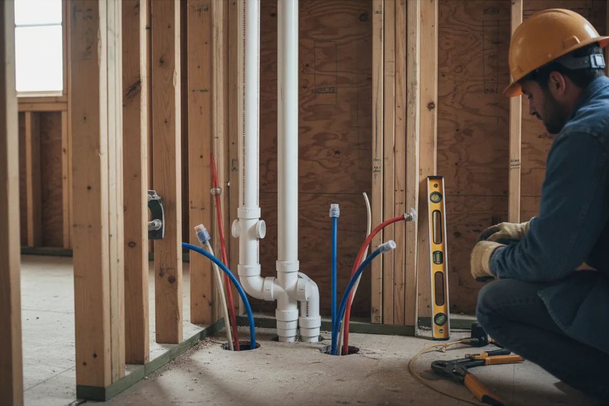 Drain and supply rough-in during Leak Detection in Hester